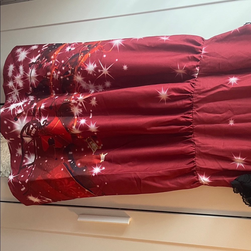 Red Dress with Santa & stars